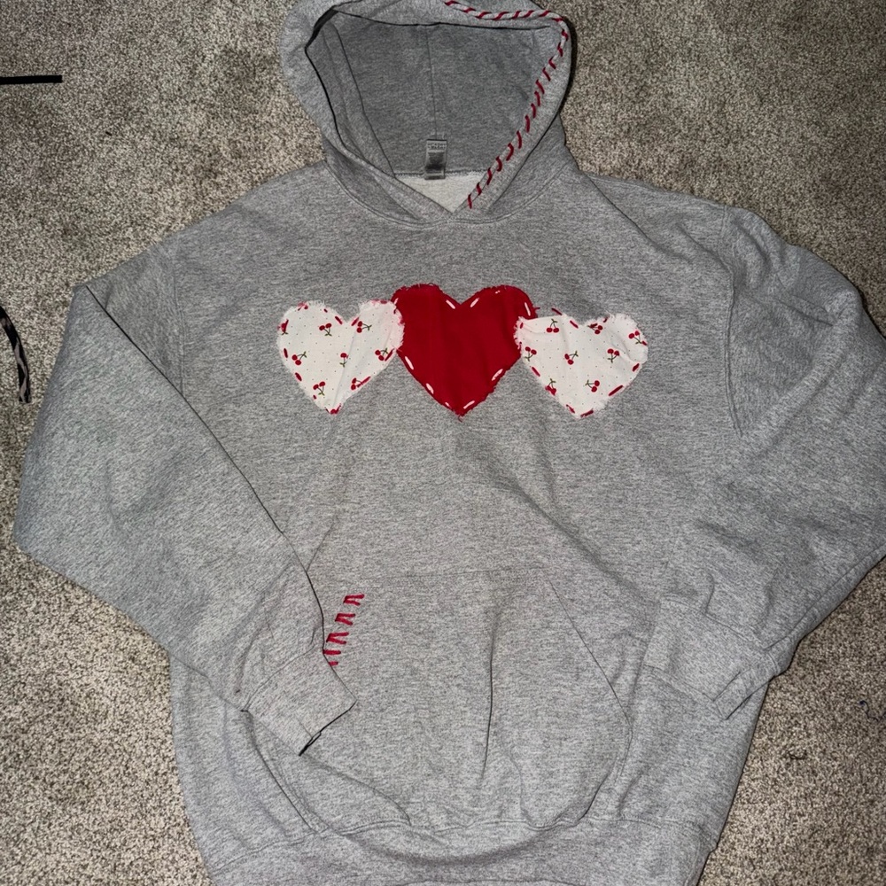 Gildan Gray Hoodie with Red Accents